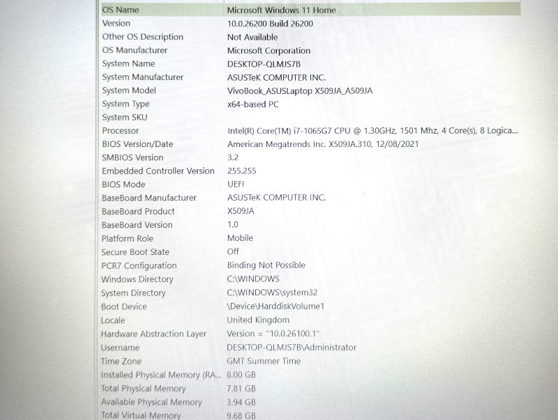 ASUS VivoBook A509JA 7